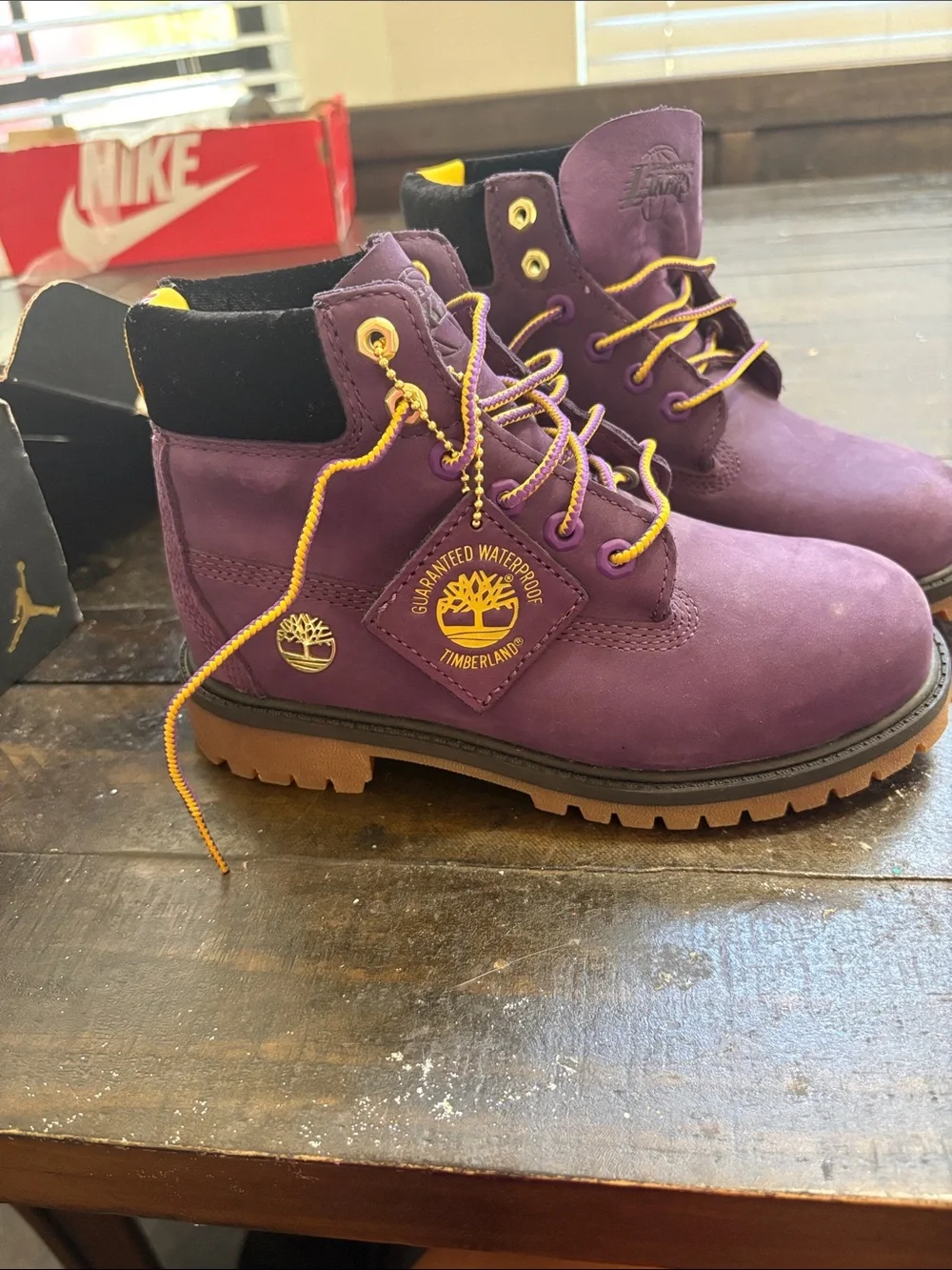 Timberland Kids Purple and Yellow Lace-Up Waterproof Boot
